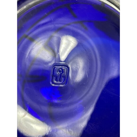 Anchor Hocking Cobalt Blue Tartan Rocks Old Fashioned Lowball Glass - Picture 8 of 10